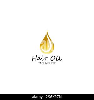 Haaröl Essential Logo mit Tropfen Öl und Haar-Logo Symbolvektor Stock Vektor