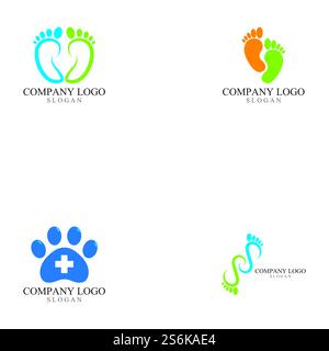 Set aus Footprint-Logo und Symbolvektor Stock Vektor