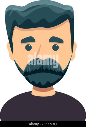 Niedliche bärtige Mann-Ikone. Cartoon des netten bärtigen Mannvektorsymbols für Webdesign isoliert auf weißem Hintergrund. Niedliche bärtige Mann-Ikone, Cartoon-Stil Stock Vektor