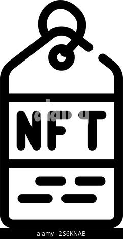 nft-Beschriftungslinie Symbolvektor. nft-Schild. Schwarze Abbildung des isolierten Kontursymbols. nft-Etikettenlinie Vektorillustration Stock Vektor