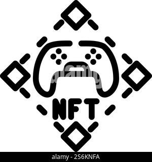 nft- und Spiele-Linie-Symbol-Vektor. nft und Spiele-Zeichen. Schwarze Abbildung des isolierten Kontursymbols. nft- und Spielzeilen-Symbol-Vektorillustration Stock Vektor