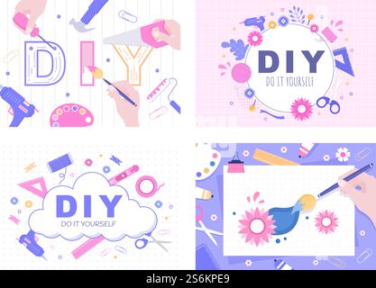 DIY Tools Do IT Yourself Hintergrundillustration für Wohnrenovierung und kreative Projekte. Verwenden von als Banner-, Hintergrund- oder Landing-Page-Vorlage Stock Vektor