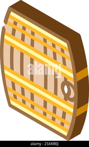 Zylinder mit Schießpulver oder Rum isometrischem Icon Vektor. Fass mit Schießpulver oder Rum-Schild. Isolierte Symboldarstellung. Zylinder mit Schießpulver oder Rum isometrische Icon Vektor Illustration Stock Vektor