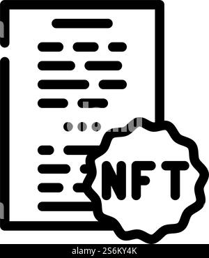 nft- und Poesie-Linien-Symbolvektor. nft und Gedichtzeichen. Schwarze Abbildung des isolierten Kontursymbols. nft- und Poesie-Linie-Symbol-Vektor-Illustration Stock Vektor