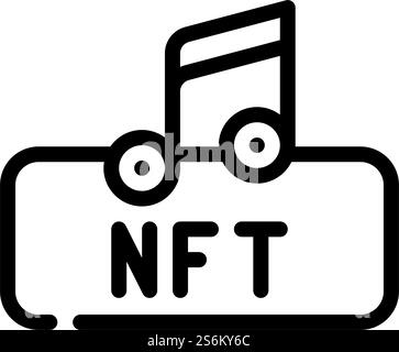nft- und Musikzeilen-Symbolvektor. nft und Musikzeichen. Schwarze Abbildung des isolierten Kontursymbols. nft- und Musikzeilen-Symbol-Vektorillustration Stock Vektor