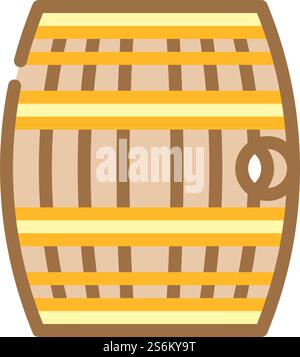 Fass mit Schießpulver oder Rum Farbe Symbol Vektor. Fass mit Schießpulver oder Rum-Schild. Isolierte Symboldarstellung. Zylinder mit Schießpulver oder Rum Farbe Symbol Vektor Illustration Stock Vektor