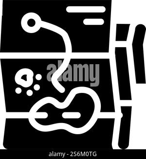 Karte mit Symbolvektor für Richtungsglyphe. Karte mit Richtungsschild. Schwarze Abbildung des isolierten Kontursymbols. Karte mit Richtungssymbolvektorgrafik Stock Vektor