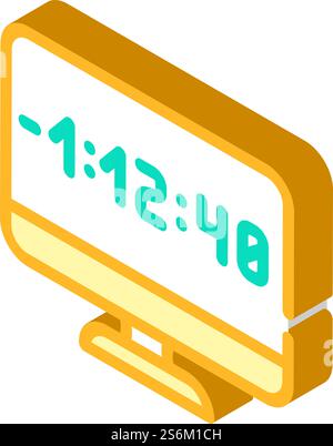 Countdown Videokonferenz isometrischer Symbolvektor. Countdown-Video-Konferenz-Schild. Isolierte Symboldarstellung. Countdown Videokonferenz Isometrische Vektorgrafik Stock Vektor