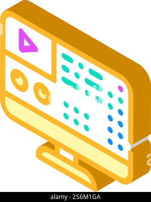Einstellungen Videokonferenzruf isometrischer Symbolvektor. Einstellungen Videokonferenz Rufzeichen. Isolierte Symboldarstellung. Einstellungen Videokonferenzruf isometrische Symbolvektorgrafik Stock Vektor