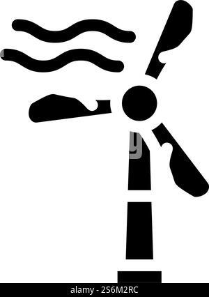 Windmühle für die Energieerzeugung Glyphen-Symbol-Vektor. Windmühle für Energieerzeugung Schild. Schwarze Abbildung des isolierten Kontursymbols. Windmühle für die Energieerzeugung Glyphe Symbol Vektor Illustration Stock Vektor