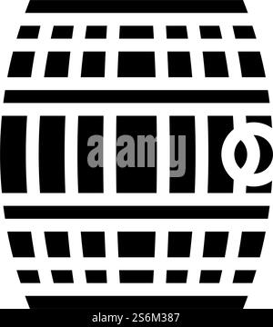 Fass mit Schießpulver oder Rum Glyphe Icon Vektor. Fass mit Schießpulver oder Rum-Schild. Schwarze Abbildung des isolierten Kontursymbols. Fass mit Schießpulver oder Rum Glyphe Icon Vektor Illustration Stock Vektor