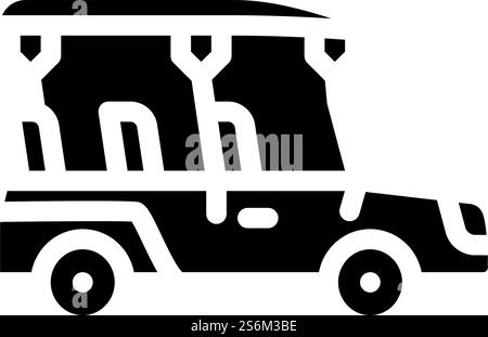 safari Car Glyphe Symbol Vektor. safari Car Schild. Schwarze Abbildung des isolierten Kontursymbols. safari Auto Glyphe Symbol Vektor Illustration Stock Vektor