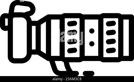 Symbolvektor der Fotokamera. Schild mit Fotokamera. Schwarze Abbildung des isolierten Kontursymbols. Illustration des Symbols der Fotokamera Stock Vektor