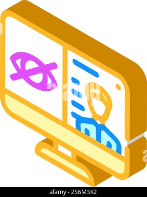 Kein isometrischer Symbolvektor für das Video. Kein Videobild. Isolierte Symboldarstellung. Fehlende Isometrie-Vektorgrafik für Videos Stock Vektor