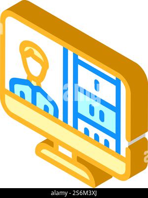 Isometrischer Symbolvektor der Online-Präsentation. Online-Präsentationsschild. Isolierte Symboldarstellung. Illustration isometrischer Symbolvektorgrafik für Online-Präsentationen Stock Vektor