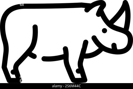 Rhinozeros Tierlinie Icon Vektor. Rhinozeros-Tierzeichen. Schwarze Abbildung des isolierten Kontursymbols. Rhinozeros Tierlinie Symbol Vektor Illustration Stock Vektor
