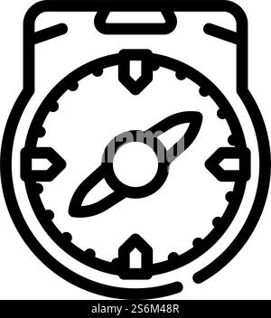Symbolvektor der Kompass-Werkzeuglinie. Kompass-Werkzeugzeichen. Schwarze Abbildung des isolierten Kontursymbols. Vektorgrafik für Kompass-Werkzeuglinie Stock Vektor