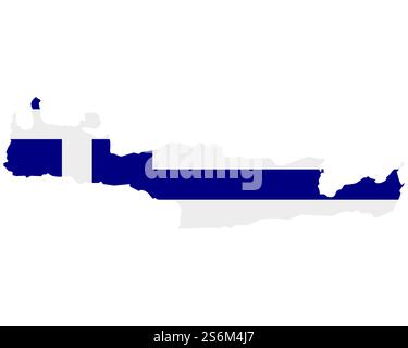 Flagge auf der Karte von Kreta Stockfoto