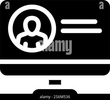 Anmeldung und Kennwort für die Symbolvektoren für Videokonferenzen. Anmeldung und Kennwort für Videokonferenzzeichen. Schwarze Abbildung des isolierten Kontursymbols. Anmeldung und Kennwort für die Illustration von Glyphen-Symbolen für Videokonferenzen Stock Vektor