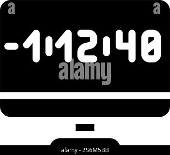 Countdown-Symbolvektor für Videokonferenzen. Countdown-Video-Konferenz-Schild. Schwarze Abbildung des isolierten Kontursymbols. Countdown Video Konferenz Glyph Symbol Vektor Illustration Stock Vektor