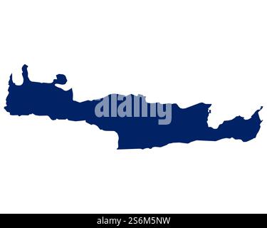 Karte von Kreta in blauer Farbe Stockfoto