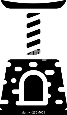 Katzenhaus Haustier Spielzeug Glyphe Icon Vektor. Katzenhaus-Haustier-Spielzeug-Schild. Schwarze Abbildung des isolierten Kontursymbols. Katzenhaus Haustier Spielzeug Glyphe Icon Vektor Illustration Stock Vektor