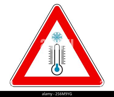 Verkehrsschild kalt auf weiß Stockfoto