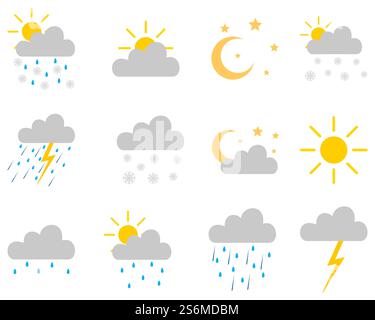 Satz von Wettersymbolen Stockfoto