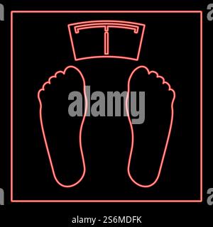 Neon skaliert rote Farbvektorillustration flaches Lichtbild. Neon skaliert rote Farbvektorillustration flaches Bild Stock Vektor