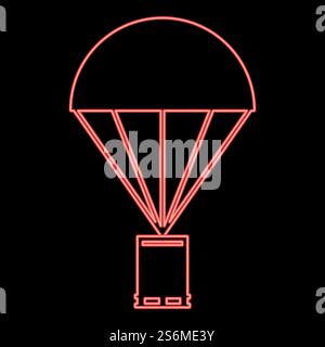 Neon Fallschirm mit Frachtroter Farbe Vektor Illustration flache Art Licht Bild. Neon-Fallschirm mit Frachtroter Farbe Vektor-Illustration flache Stil Bild Stock Vektor