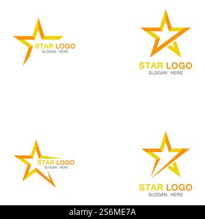 Gold Star Logo Vektor im eleganten Stil mit schwarzem Hintergrund Stock Vektor