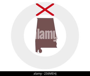 Karte von Alabama im Hintergrund mit Flagge Stockfoto