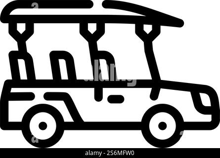 safari Car Line Symbol Vektor. safari Car Schild. Schwarze Abbildung des isolierten Kontursymbols. safari-Car-Linie-Symbol-Vektor-Illustration Stock Vektor