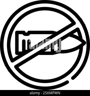 Vektor für die Zeile mit dem Symbol für die Jagdverbote. Jagdverbot. Schwarze Abbildung des isolierten Kontursymbols. Vektorillustration für die Linie des Jagdverbots Stock Vektor