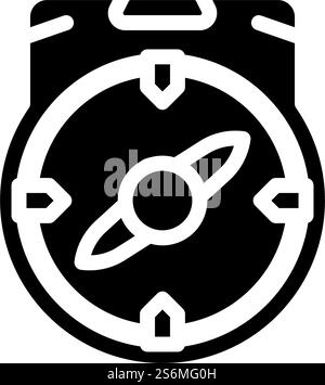 Kompass-Werkzeug Glyphe Symbolvektor. Kompass-Werkzeugzeichen. Schwarze Abbildung des isolierten Kontursymbols. Kompass-Werkzeug Glyphe Symbol Vektor-Illustration Stock Vektor