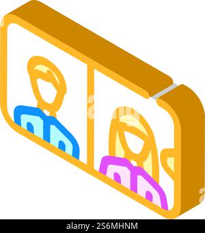Konferenz über isometrischen Symbolvektor für Mobilgeräte. Konferenz per Mobile Sign. Isolierte Symboldarstellung. Konferenz über isometrische Isometrie-Vektorillustration für Mobilgeräte Stock Vektor