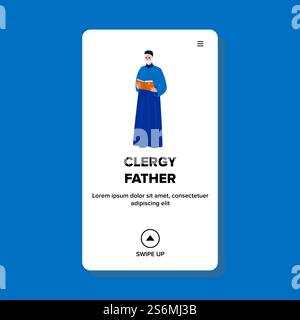 Klerus Vater Mann In Religiöser Kleidung Vektor. Klerus Vater Liest Gebet Aus Dem Bibelbuch In Katholischer Oder Christlicher Kirche. Charakter Religiöser Pastor Beruf Web Flat Cartoon Illustration. Klerus Vater Mann In Religiöser Kleidung Vektor Stock Vektor