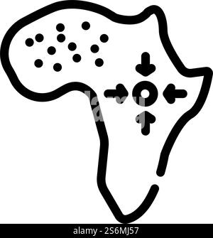 afrika Kontinent Linie Symbol Vektor. afrika-Kontinent-Schild. Schwarze Abbildung des isolierten Kontursymbols. afrika Kontinent Linie Symbol Vektor Illustration Stock Vektor