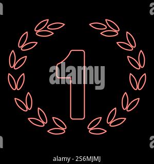 Neon erster Platz rote Farbe Vektor Illustration flache Stil Licht Bild. Neon zuerst platzierte rote Vektorillustration flaches Bild Stock Vektor