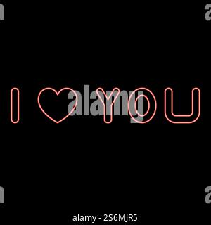 Neon ich liebe dich rote Farbe Vektor Illustration flache Stil Licht Bild. Neon ich liebe dich rote Farbe Vektor Illustration flache Stil Bild Stock Vektor