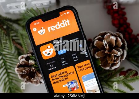 Polen. Januar 2025. In dieser Abbildung wird das Reddit-Logo auf einem Smartphone angezeigt. (Credit Image: © Mateusz Slodkowski/SOPA Images via ZUMA Press Wire) NUR REDAKTIONELLE VERWENDUNG! Nicht für kommerzielle ZWECKE! Stockfoto