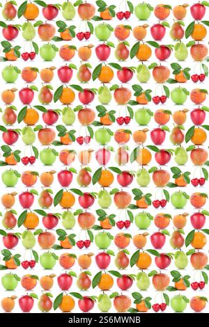 Obst Hintergrund Apfel Orange Obst Äpfel Orangen Kirschen Birnen Obst Stockfoto