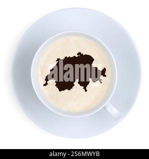 Coffee Switzerland Map Coffee Break in Cup Coffee Cup Clipping Stockfoto