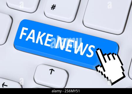 Gefälschte Nachrichten Nachrichten Wahrheit Lie Medien Symbol Internet-Taste Online-Konzept Computer-Tastatur Stockfoto