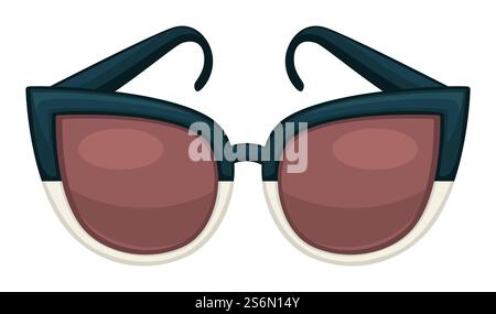 Trendige Accessoires für stilvolle Outfits ergänzen das isolierte Symbol der Sonnenbrille in Form eines Katzenauges. UV-Schutz von Brillen, Brillen für Sommerferien. Sortiment an Brillen, Vektor in flach. Katzenaugen Sonnenbrille, trendige Accessoires für Frauen Vektor Stock Vektor