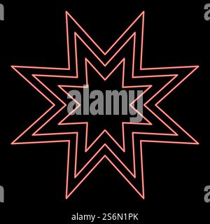 Neon trendige Retro Stern rote Farbe Vektor Illustration flache Art Licht Bild. Neon trendige Retro Stern rote Farbe Vektor Illustration flache Stil Bild Stock Vektor
