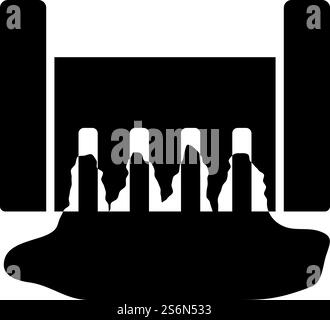 Symbol Für Wasserkraftwerk. Schwarzes Stencil-Design. Vektorgrafik. Stock Vektor