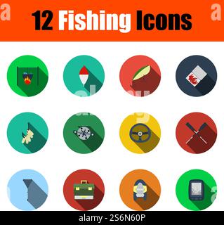 Angelsymbol-Set. Flaches Design Mit Langen Schatten. Vektorgrafik. Stock Vektor