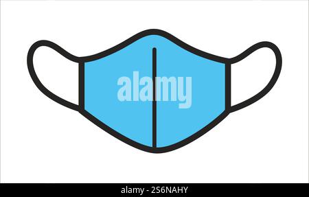 Chirurgische Maske zum Schutz des Organismus vor Viren. Isoliertes einfaches Symbol für Geräte mit Gurten. Schutz vor Krankheit, Krankheit und Coronavirus. Gesundheitswesen und Messung Vektor in flacher Form. Gesichtsmaske mit Gurten, Coronavirus-Schutzmassenvektor Stock Vektor