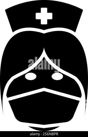 Symbol Für Schwesternkopf. Schwarzes Stencil-Design. Vektorgrafik. Stock Vektor